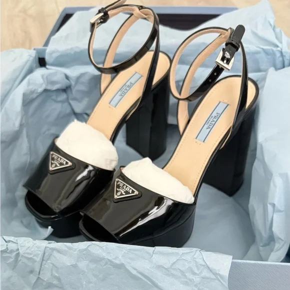 Prada Black Patent Leather Platform Heels - Picture 4 of 11